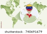 Infographic for Venezuela, detailed map of Venezuela with flag. Vector Info graphic green map.