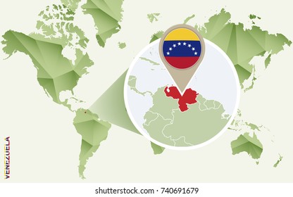 Infographic for Venezuela, detailed map of Venezuela with flag. Vector Info graphic green map.
