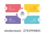Infographic Venn diagram chart template for business 4 circle arrow label options, presentation with venn diagram elements vector illustration.