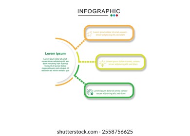 Infographic Venn diagram chart template for business 3 parts, options, presentation with diagram elements vector illustration.