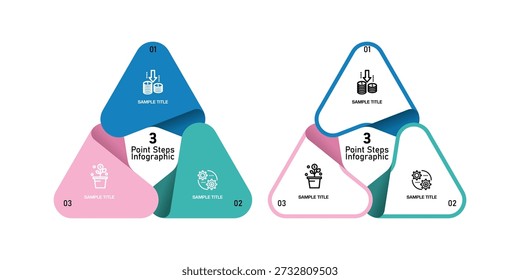 Infographic Venn diagram chart template for business 3 circle triangle parts options, presentation with venn diagram elements vector illustration. vector editable