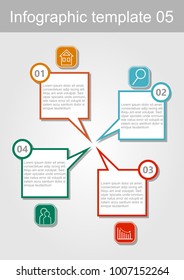 Infographic visualization template, abstract vector with icons and copy space, four multicolored elements available