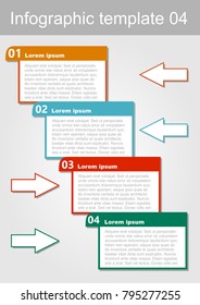 Infographic visualization template, abstract vector with icons and copy space, four multicolored elements available, vector EPS10