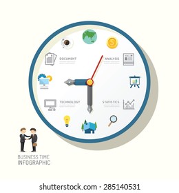 Infographic watch and flat icons idea. Vector illustration. business time to success concept. can be used for layout, banner and web design.