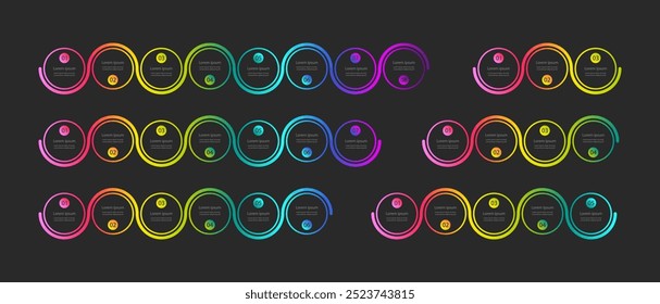 Infografía Ondulada Línea de tiempo. Elementos de diseño degradados modernos. Línea de tiempo del Vector.