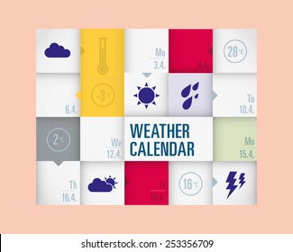 Infographic weather calendar with symbols