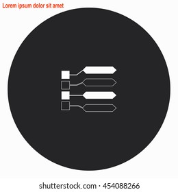 Infographic web icon. Gray circle button with white illustration.