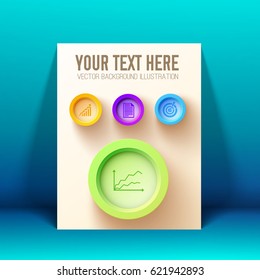 Infographic web presentation concept with colorful circles and business icons on light background isolated vector illustration