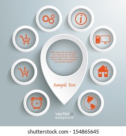 Infographic with white location marker on the grey background. Eps 10 vector file.