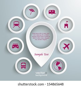 Infographic with white location marker on the grey background. Eps 10 vector file.