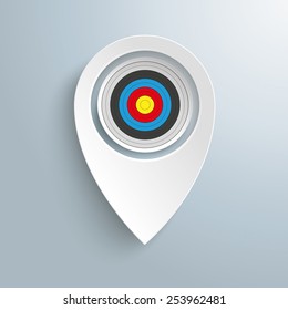 Infographic with white location marker and target on the gray background. Eps 10 vector file.