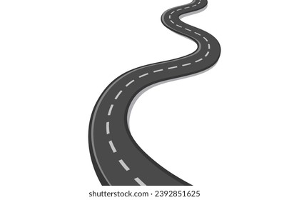 Infographic with winding road map, Curved road markings, Vector background