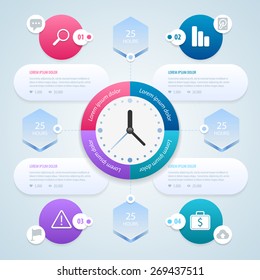 infographic. Work time management planning infographics template. Vector illustration eps 10.
