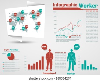 INFOGRAPHIC WORKER MODERN STYLE BUSINESS GREEN