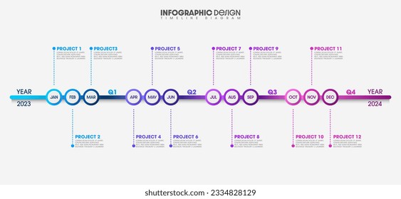 Infographic workflow diagram 12 months infographic number Process flow chart with icons. Illustration vector data concept of process and data chart