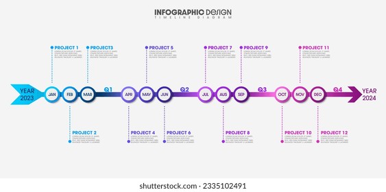 Infographic workflow diagram 12 months infographic number Process flow chart with icons. Illustration vector data concept of process and data chart