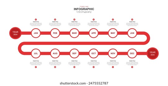 Infographic workflow diagram 12 months for business. Timeline diagram, report, web design. Creative, vector, illustration