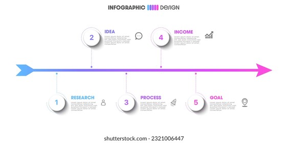 Infographic workflow diagram 5 options infographic number Process flow chart with icons. Illustration vector data concept of process and data chart