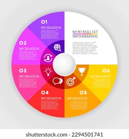 Concepto creativo para infografías.
información de negocio mostrar gráfico de procesos Graph elementos abstractos Un diagrama con 6 pasos, opciones, secciones o procesos. Modelo de negocio de vectores para presentación