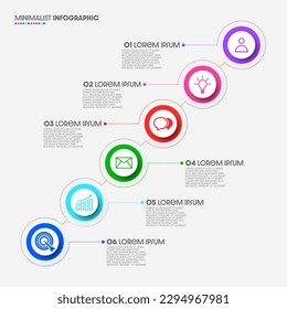 Infographic workflow diagram 6 options infographic number Process flow chart with icons. Illustration vector data concept of process and data chart