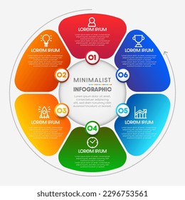 Infographic workflow diagram 6 options infographic number Process flow chart with icons. Illustration vector data concept of process and data chart
