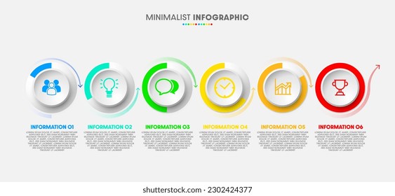 Concepto de negocio con 6 opciones.Diseño de infografías de línea de tiempo vectores e iconos de marketing se pueden utilizar para diseño de flujo de trabajo, diagrama, informe anual, diseño web.pasos o procesos.