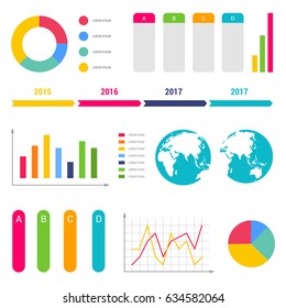 Infographic workflow diagrams timeline steps chart table text box flowchart design elements