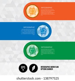 Infographic Workflow Options Banner - Template Design with Large Gems - Vector Illustration