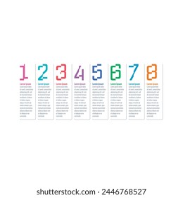 infographic for the world of education, science, business, technology. numerical infographic template. eight steps information template. annual report, magazine infographic