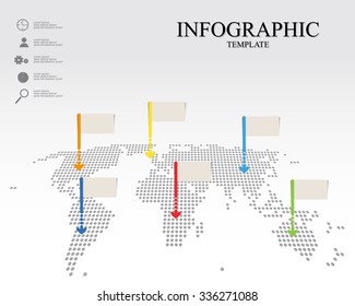 infographic world map with empty pointers and icon vector graphic