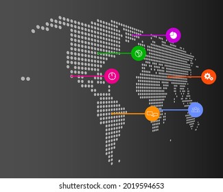 Infographic world map with points