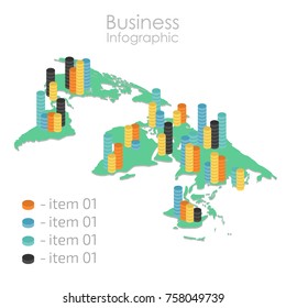 Infographic world, map, resources. Vector background.