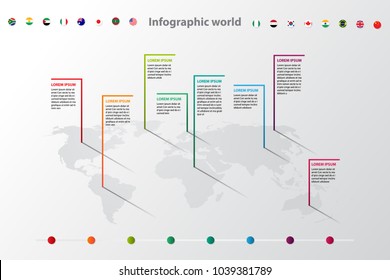 infographic world map, transport communication information plan