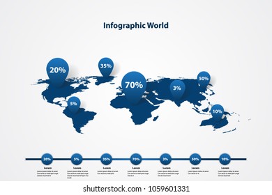 infographic world map, transport communication information plan position