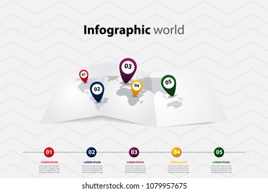 infographic world map, transport communication information plan position