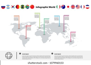 infographic world map, transport communication information plan position