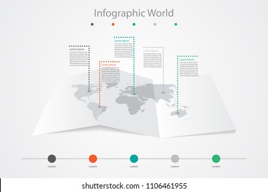 infographic world map vector background, global international flags sign