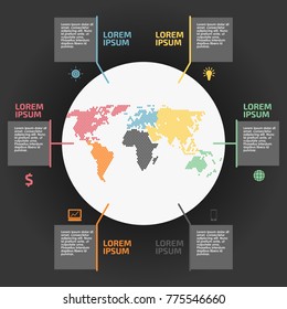 Infographic world map, vector background.