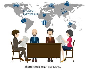 Infographic with worldmap and business people illustration