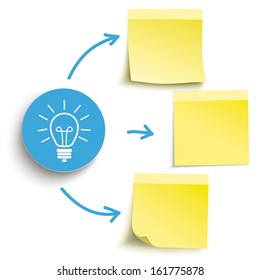 Infographic with yellow stickers on the grey background. Eps 10 vector file.