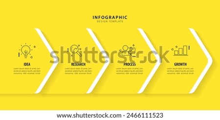 Infographic yellow template. 4 Step timeline journey, calendar Flat simple infographics design template. presentation graph. Business concept with 4 options, vector illustration.