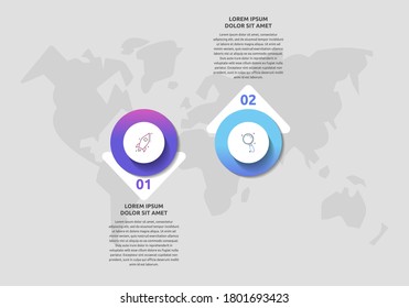 Infographics with 2 circles and arrows. Modern vector template. Can be used for two diagrams, business, web, workflow layout, presentations, flowchart, info graph, timeline, content, levels, chart