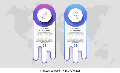 Infographics with 2 circles and labels. Abstract vector template. Can be used for two diagrams, business, web, workflow layout, presentations, flowchart, info graph, timeline, content, levels, chart