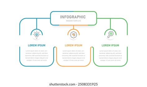 Infografía de 3 etapas con iconos cambiantes. Infografía de negocios para presentación