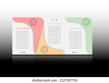 Infographics. 3 steps of development, marketing, workflow or plan. Business strategy with icons. Report and statistics diagram.