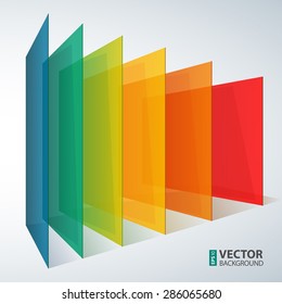 Infographics 3d perspective rainbow abstract rectangles on white background. RGB EPS 10 vector illustration