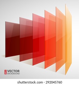 Infographics 3d perspective red, orange and yellow abstract shiny rectangles on white background. RGB EPS 10 vector illustration