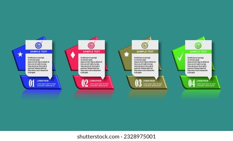 Infographics of 3D squares and reflections in vector illustration
