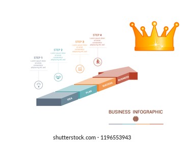 Infographics from 4 parts colored arrows.