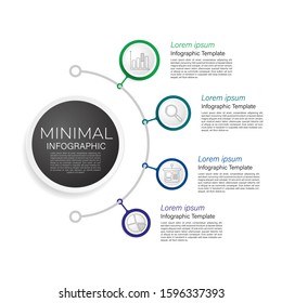 Infographics 4 process flow design vector and marketing can be used for workflow layout, diagram, annual report presentation and timeline.